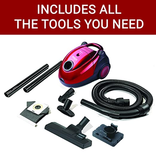 INALSA Vacuum Cleaner for Home Spruce-1200W| with Blower Function| Reusable Cloth dust Bag| Multiple Accessories | Dust Full Indicator | 2 Year Warranty (Red/Black) INALSA Vacuum Cleaner for Home Spruce-1200W| with Blower Function| Reusable Cloth dust Bag| Multiple Accessories | Dust Full Indicator | 2 Year Warranty (Red/Black)